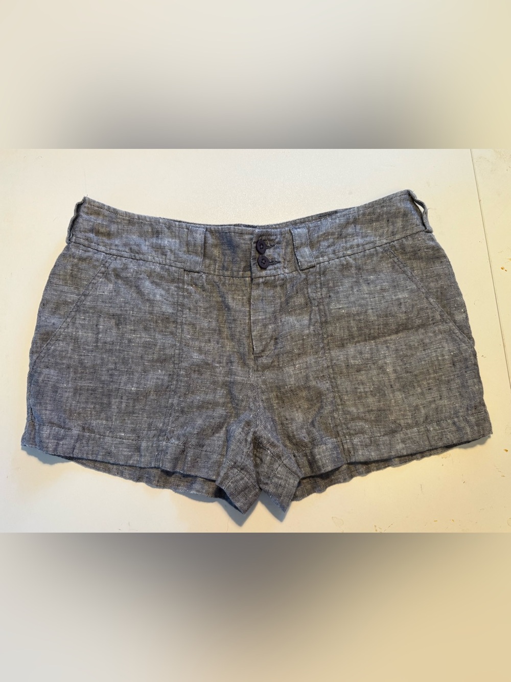 Island Company Heathered Navy 100% Linen Shorts -Medium